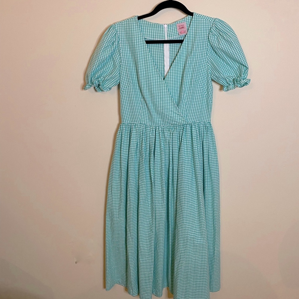 Lisa Says Gah x Urban outfitters Topanga green Gingham dress Sz S
